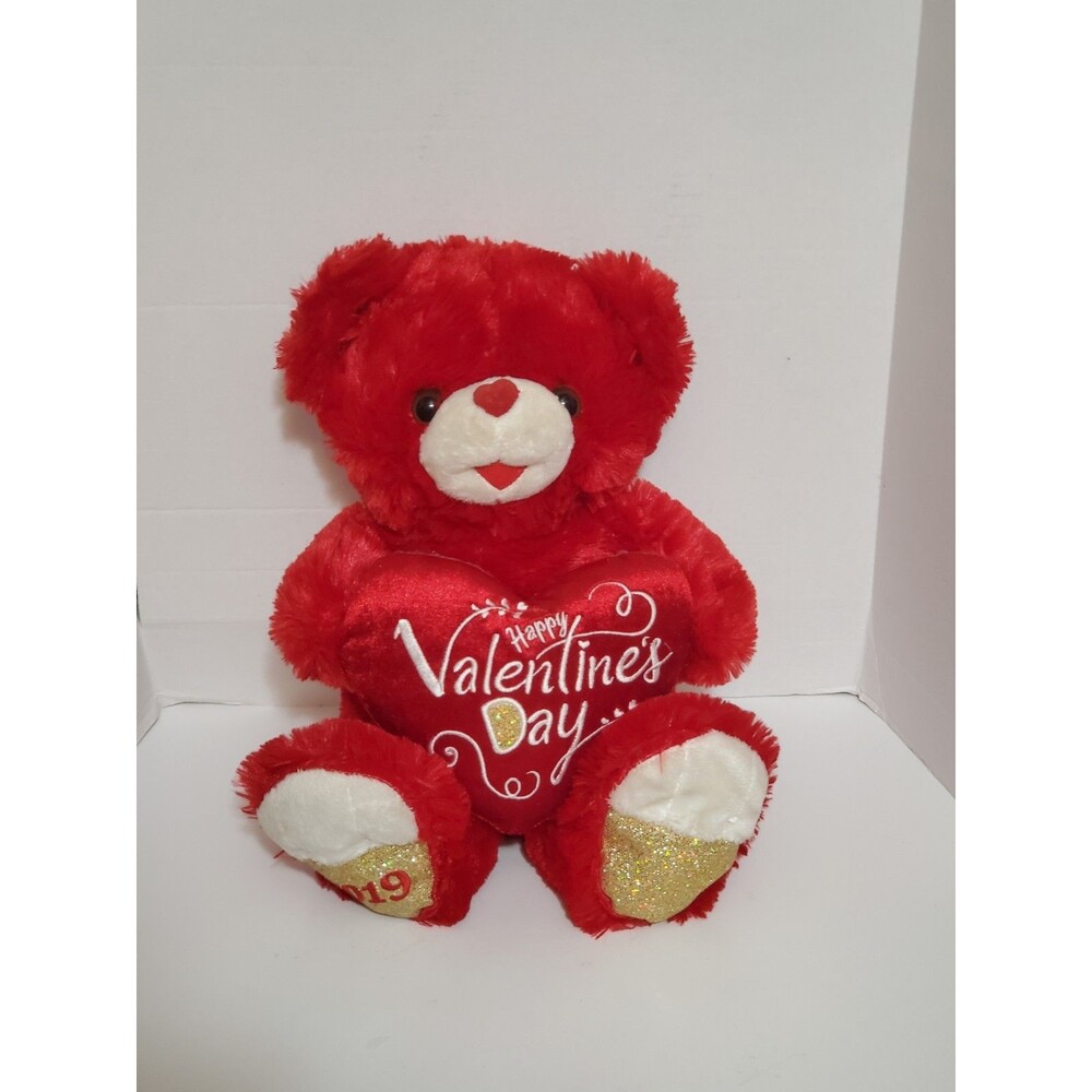 Dan Dee Valentine's Bear Plush Toy 2019 Edition Red & White W/ Gold Accents Toy